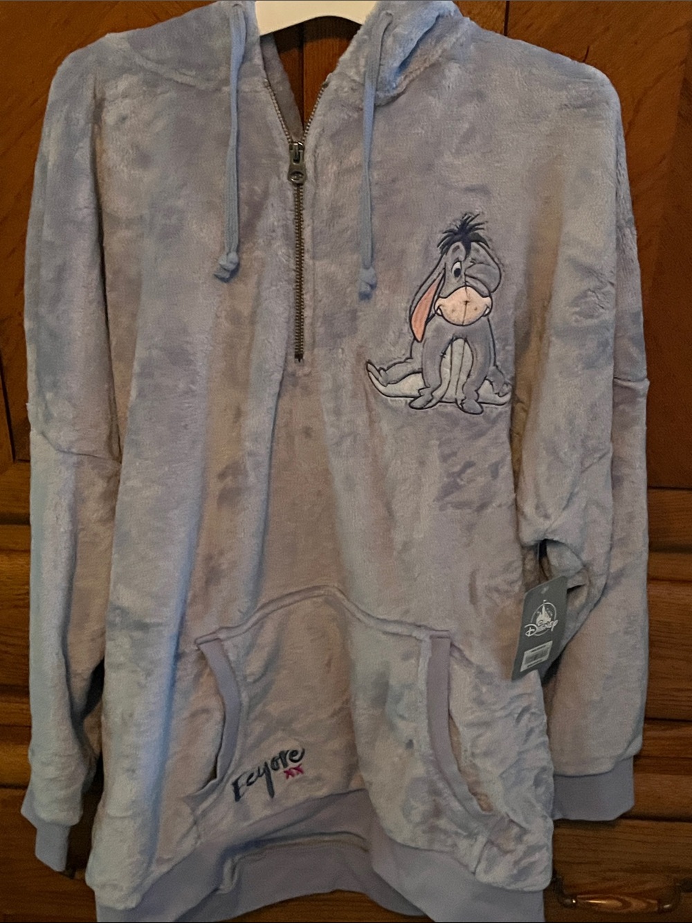 New With Tags Eeyore Plush Half-Zip Hoodie - Light Lavender Woman Size XL .
